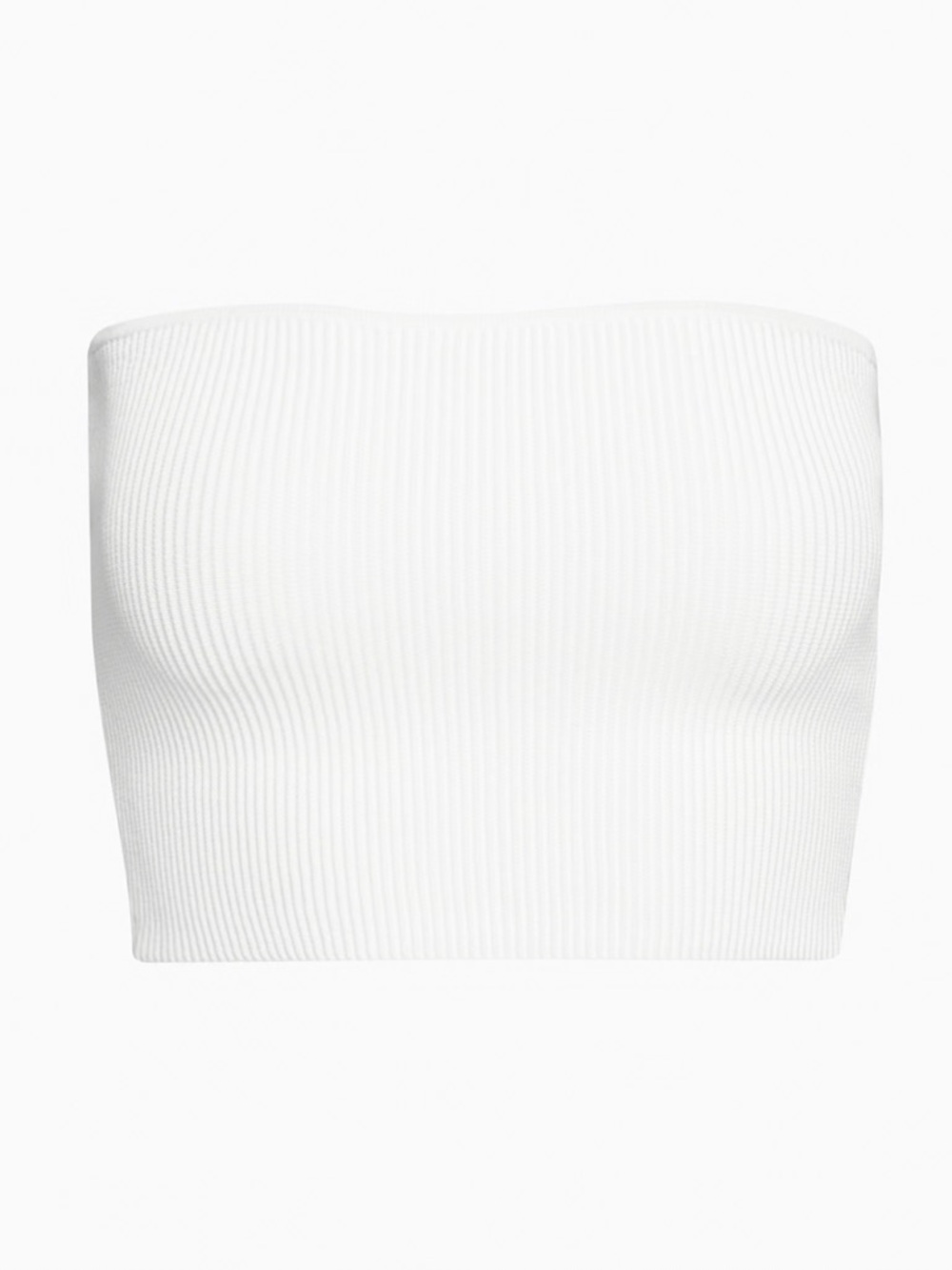 Aritzia Babaton Sculpt Knit Cropped Tube Top- White Rib-Knit Strapless Tank